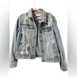 Ci Sono Light Blue Distressed Jean Jacket